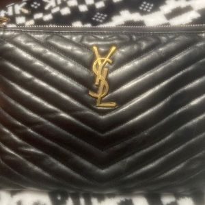 Saint Laurent Monogram Pouch Black Matelasse Leather Clutch